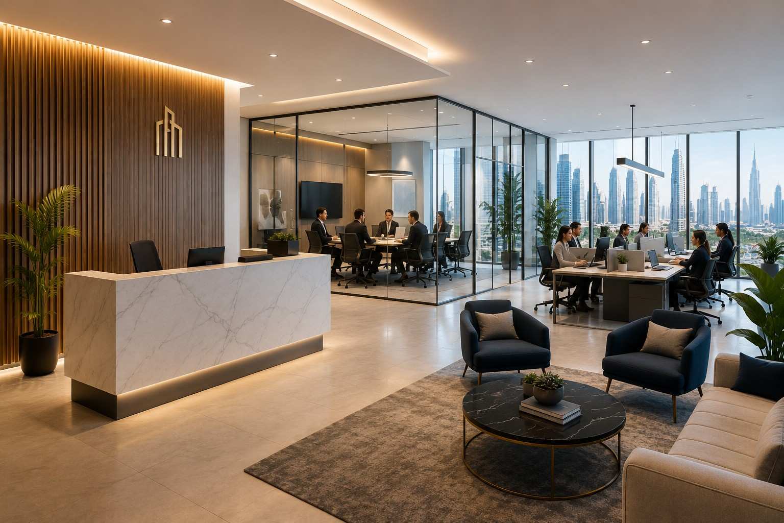 Premium office surroundings with professional finishes